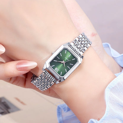 Women’s Quartz Watch With Alloy Strap And Single Folding Buckle, Featuring Ordinary Glass Mirror And Pointer Display