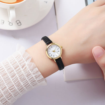 Women’s Quartz Watch With Imitation Leather Strap And Buckle, Featuring Ordinary Glass Mirror And Pointer Display