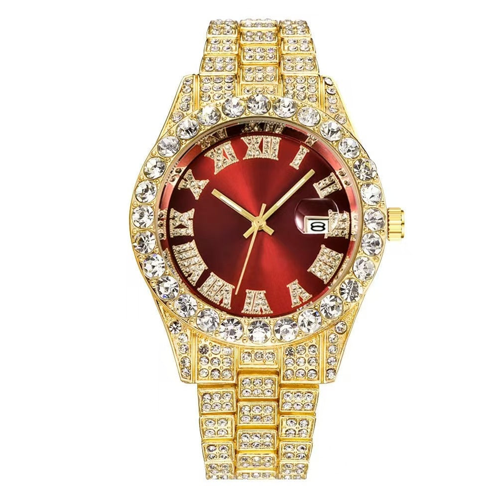 Men's Quartz Watch With Alloy Strap And Single Folding Buckle, Featuring Ordinary Glass Mirror And Pointer+Number Display