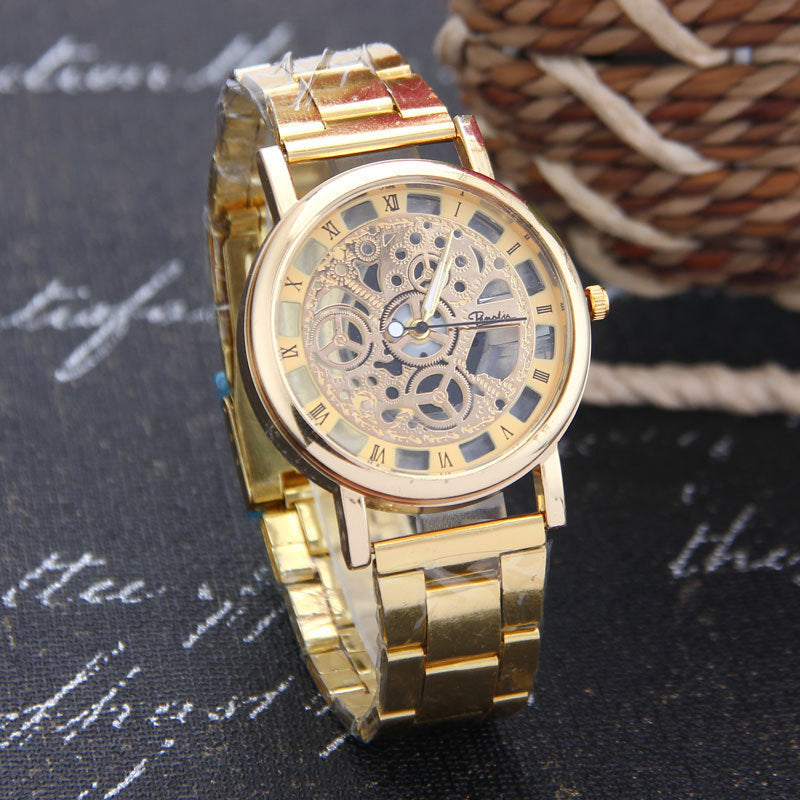 Men's Quartz Watch With Alloy Strap And Buckle, Featuring Ordinary Glass Mirror And Pointer Display