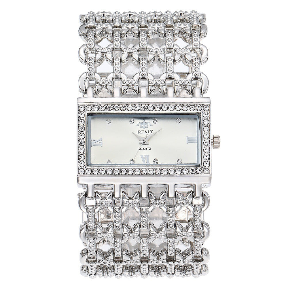 Women's Quartz Watch With Alloy Strap And Jewelry Buckle Featuring Quartz Glass Mirror And Pointer+Number Display