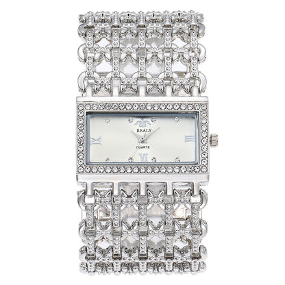 Women's Quartz Watch With Alloy Strap And Jewelry Buckle Featuring Quartz Glass Mirror And Pointer+Number Display