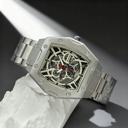 Men's Quartz Watch With Alloy Strap And Buckle, Featuring Ordinary Glass Mirror And Pointer Display