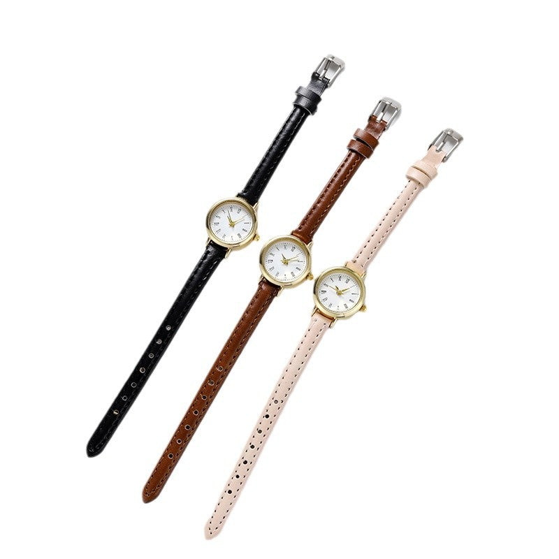 Women’s Quartz Watch With Imitation Leather Strap And Buckle, Featuring Ordinary Glass Mirror And Pointer Display