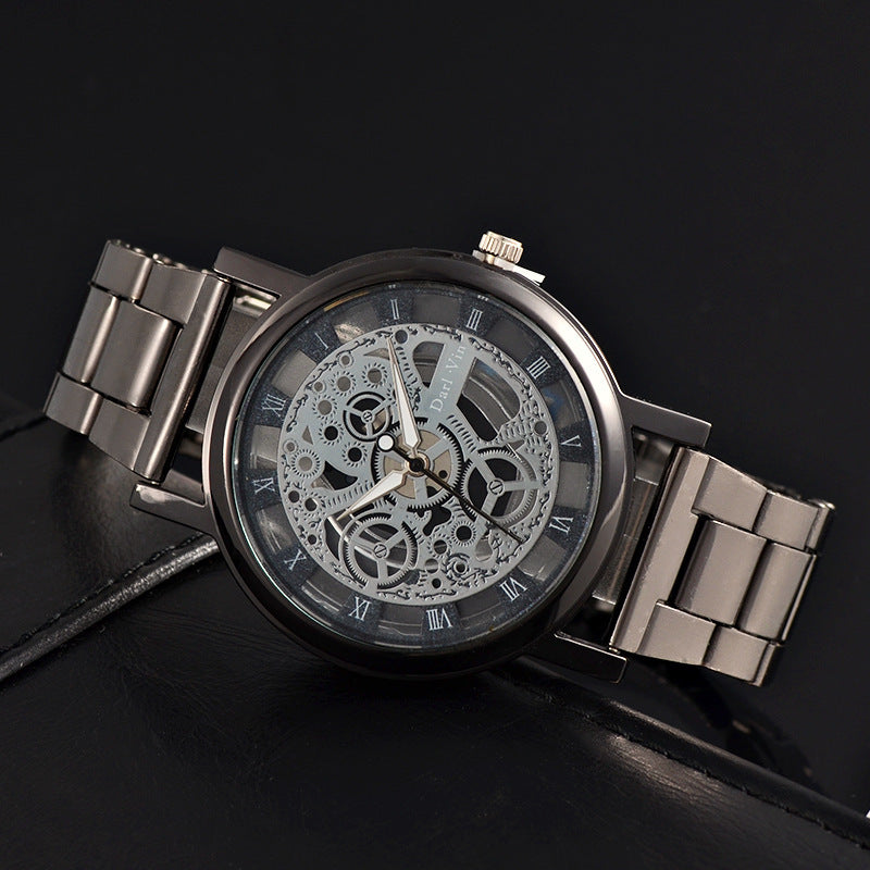 Men's Quartz Watch With Alloy Strap And Buckle, Featuring Ordinary Glass Mirror And Pointer Display