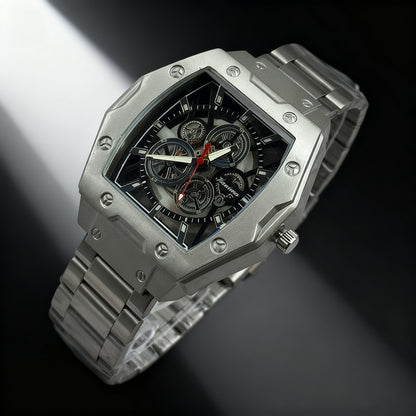 Men's Quartz Watch With Alloy Strap And Buckle, Featuring Ordinary Glass Mirror And Pointer Display