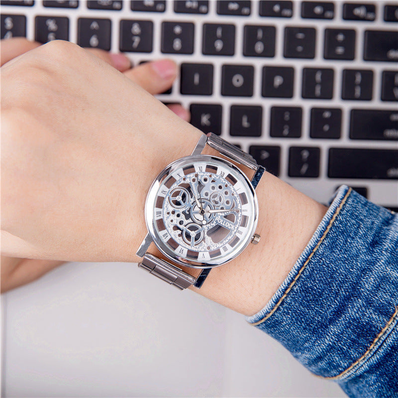 Men's Quartz Watch With Alloy Strap And Buckle, Featuring Ordinary Glass Mirror And Pointer Display