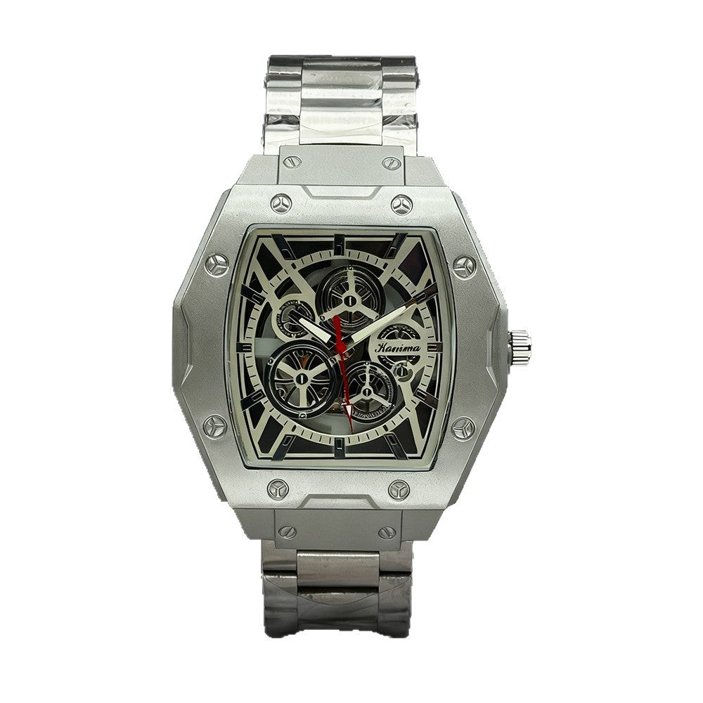 Men's Quartz Watch With Alloy Strap And Buckle, Featuring Ordinary Glass Mirror And Pointer Display