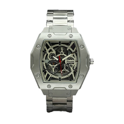 Men's Quartz Watch With Alloy Strap And Buckle, Featuring Ordinary Glass Mirror And Pointer Display