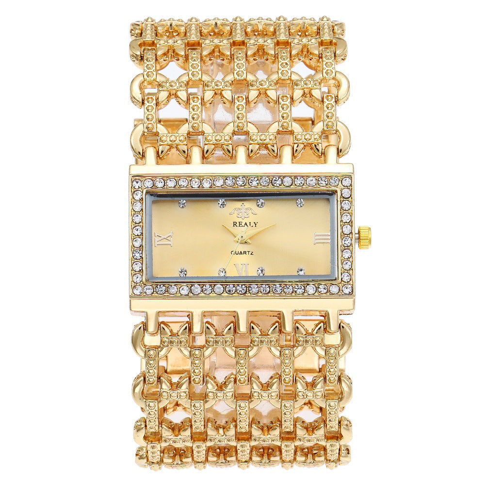 Women's Quartz Watch With Alloy Strap And Jewelry Buckle Featuring Quartz Glass Mirror And Pointer+Number Display