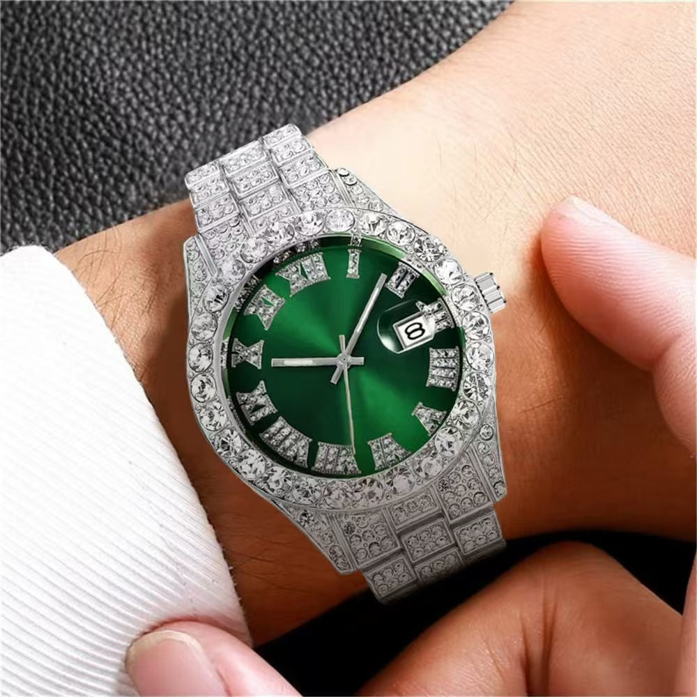 Men's Quartz Watch With Alloy Strap And Single Folding Buckle, Featuring Ordinary Glass Mirror And Pointer+Number Display