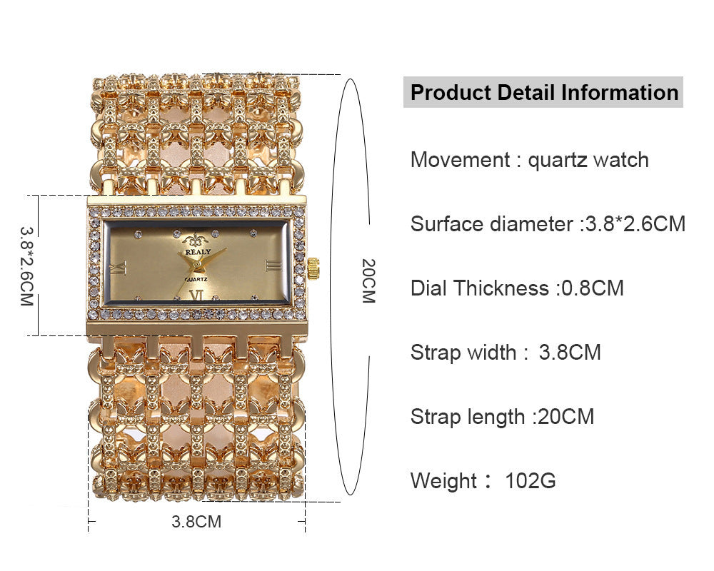 Women's Quartz Watch With Alloy Strap And Jewelry Buckle Featuring Quartz Glass Mirror And Pointer+Number Display