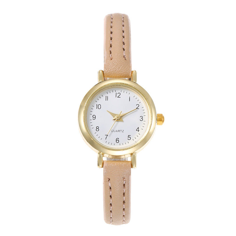 Women’s Quartz Watch With Imitation Leather Strap And Buckle, Featuring Ordinary Glass Mirror And Pointer Display
