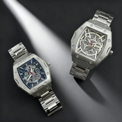 Men's Quartz Watch With Alloy Strap And Buckle, Featuring Ordinary Glass Mirror And Pointer Display