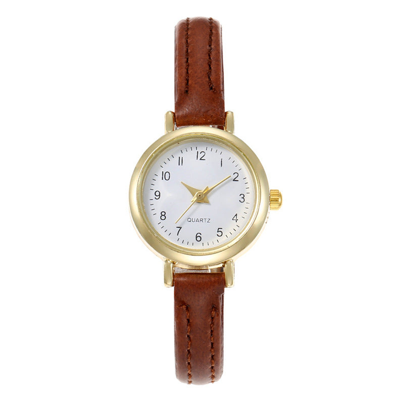 Women’s Quartz Watch With Imitation Leather Strap And Buckle, Featuring Ordinary Glass Mirror And Pointer Display