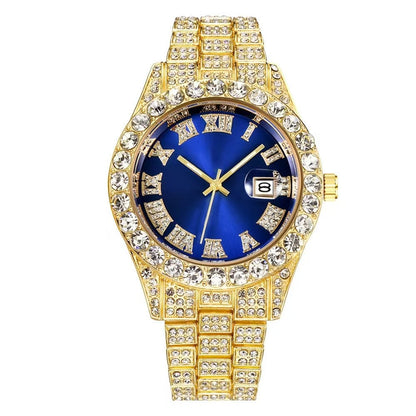 Men's Quartz Watch With Alloy Strap And Single Folding Buckle, Featuring Ordinary Glass Mirror And Pointer+Number Display