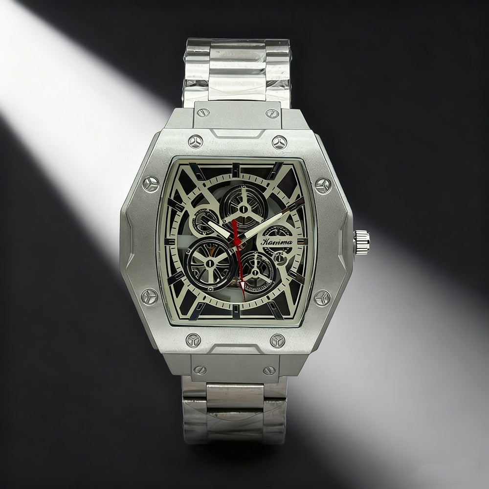 Men's Quartz Watch With Alloy Strap And Buckle, Featuring Ordinary Glass Mirror And Pointer Display