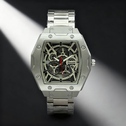 Men's Quartz Watch With Alloy Strap And Buckle, Featuring Ordinary Glass Mirror And Pointer Display