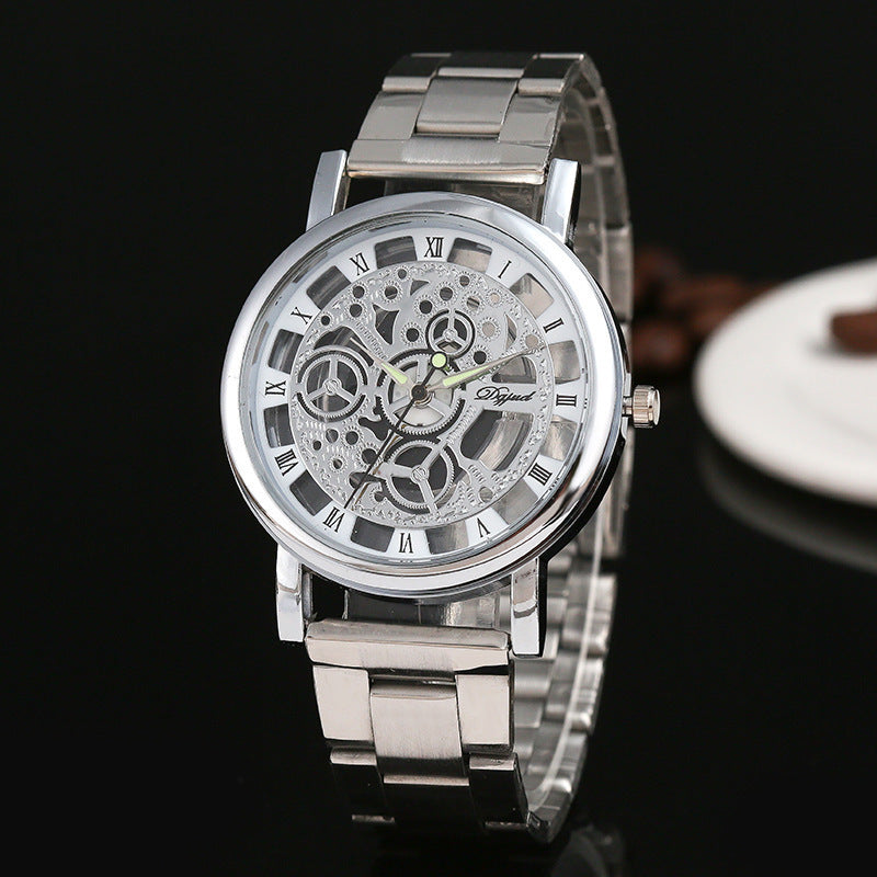 Men's Quartz Watch With Alloy Strap And Buckle, Featuring Ordinary Glass Mirror And Pointer Display