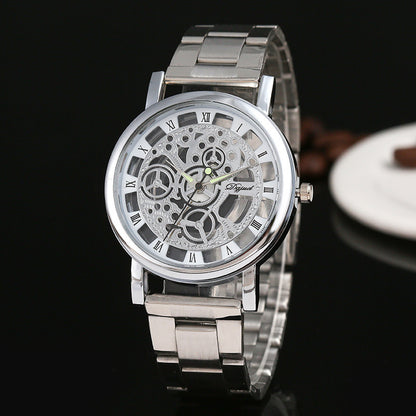 Men's Quartz Watch With Alloy Strap And Buckle, Featuring Ordinary Glass Mirror And Pointer Display
