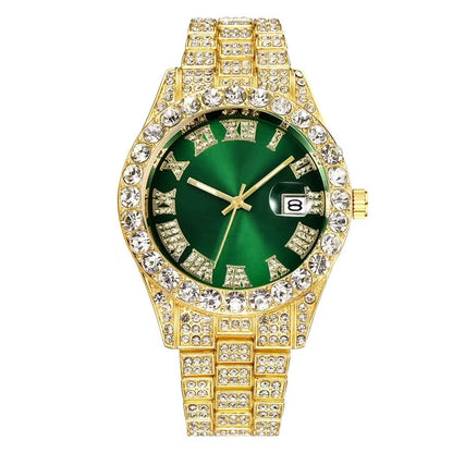 Men's Quartz Watch With Alloy Strap And Single Folding Buckle, Featuring Ordinary Glass Mirror And Pointer+Number Display