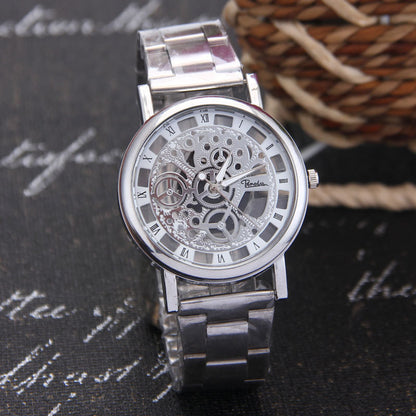 Men's Quartz Watch With Alloy Strap And Buckle, Featuring Ordinary Glass Mirror And Pointer Display