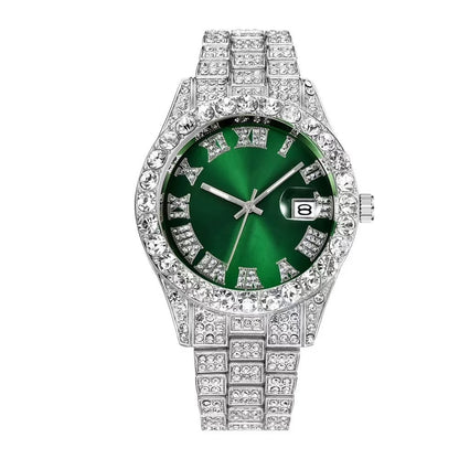Men's Quartz Watch With Alloy Strap And Single Folding Buckle, Featuring Ordinary Glass Mirror And Pointer+Number Display