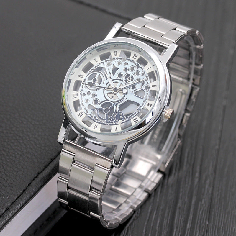 Men's Quartz Watch With Alloy Strap And Buckle, Featuring Ordinary Glass Mirror And Pointer Display