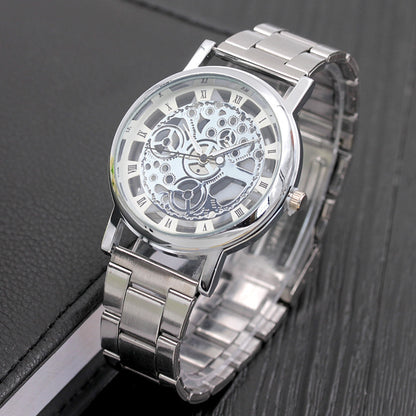 Men's Quartz Watch With Alloy Strap And Buckle, Featuring Ordinary Glass Mirror And Pointer Display