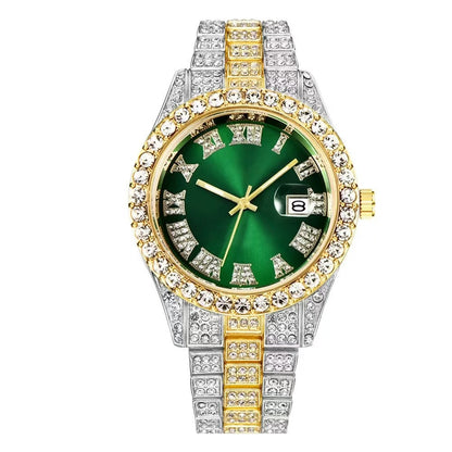 Men's Quartz Watch With Alloy Strap And Single Folding Buckle, Featuring Ordinary Glass Mirror And Pointer+Number Display