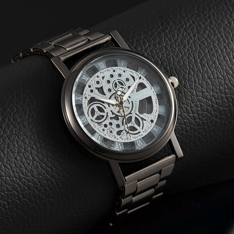 Men's Quartz Watch With Alloy Strap And Buckle, Featuring Ordinary Glass Mirror And Pointer Display