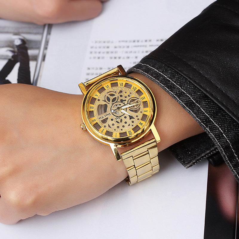 Men's Quartz Watch With Alloy Strap And Buckle, Featuring Ordinary Glass Mirror And Pointer Display
