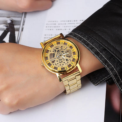 Men's Quartz Watch With Alloy Strap And Buckle, Featuring Ordinary Glass Mirror And Pointer Display
