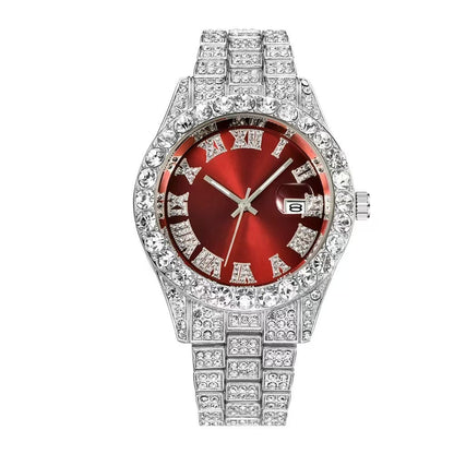 Men's Quartz Watch With Alloy Strap And Single Folding Buckle, Featuring Ordinary Glass Mirror And Pointer+Number Display