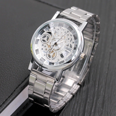 Men's Quartz Watch With Alloy Strap And Buckle, Featuring Ordinary Glass Mirror And Pointer Display