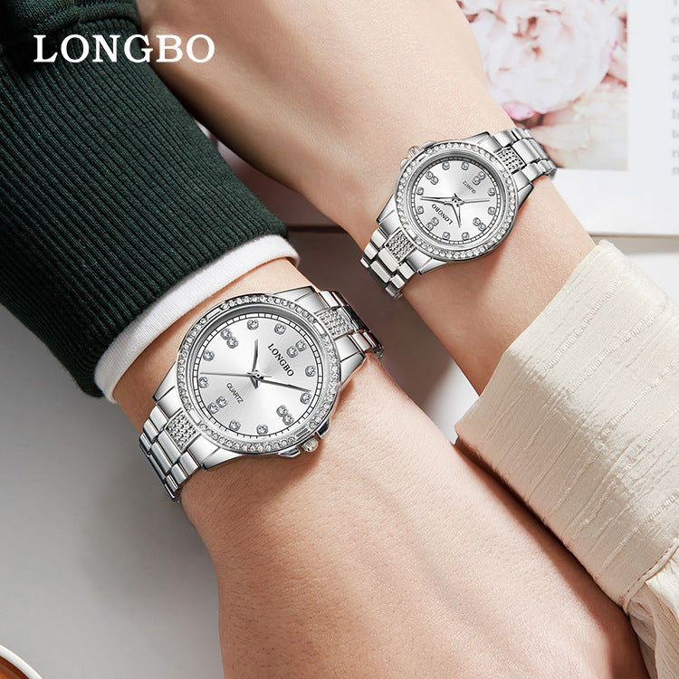 Unisex Quartz Watch With Stainless Steel Strap And Single Folding Buckle, Featuring Tempered Glass Mirror And Pointer Display