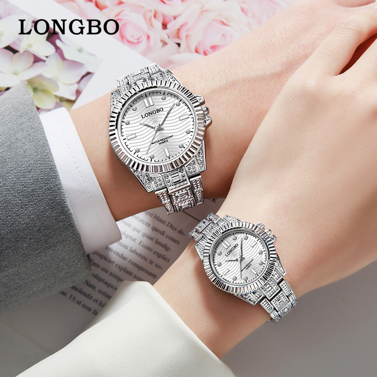 Unisex Quartz Watch With Stainless Steel Strap And Single Folding Buckle, Featuring Tempered Glass Mirror And Pointer Display