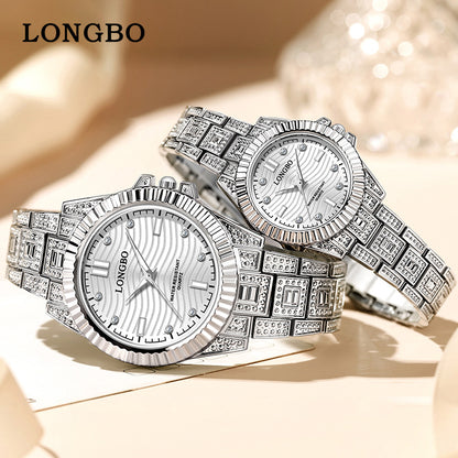 Unisex Quartz Watch With Stainless Steel Strap And Single Folding Buckle, Featuring Tempered Glass Mirror And Pointer Display