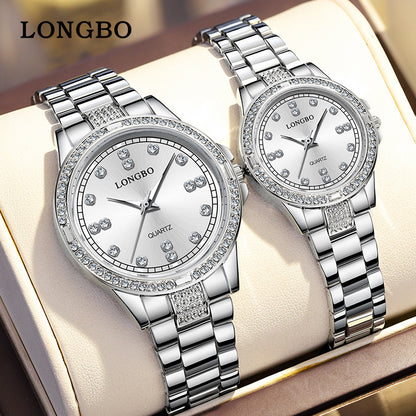 Unisex Quartz Watch With Stainless Steel Strap And Single Folding Buckle, Featuring Tempered Glass Mirror And Pointer Display