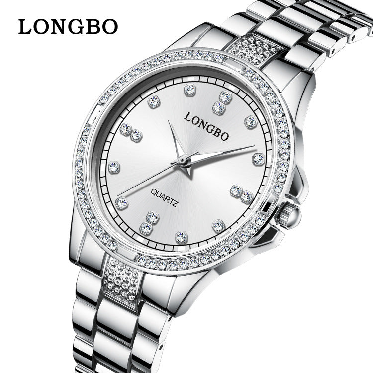 Unisex Quartz Watch With Stainless Steel Strap And Single Folding Buckle, Featuring Tempered Glass Mirror And Pointer Display