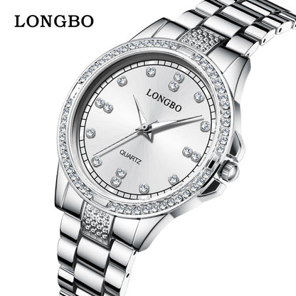 Unisex Quartz Watch With Stainless Steel Strap And Single Folding Buckle, Featuring Tempered Glass Mirror And Pointer Display