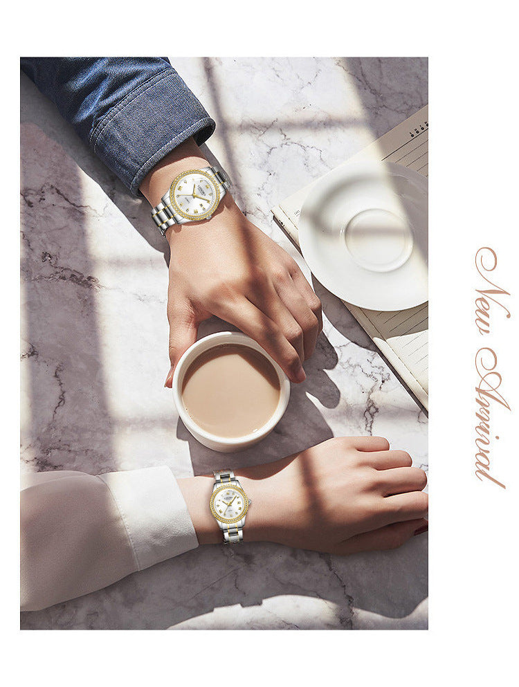 Men's Quartz Watch With Stainless Steel Strap And Single Folding Buckle, Featuring Tempered Glass Mirror And Pointer Display