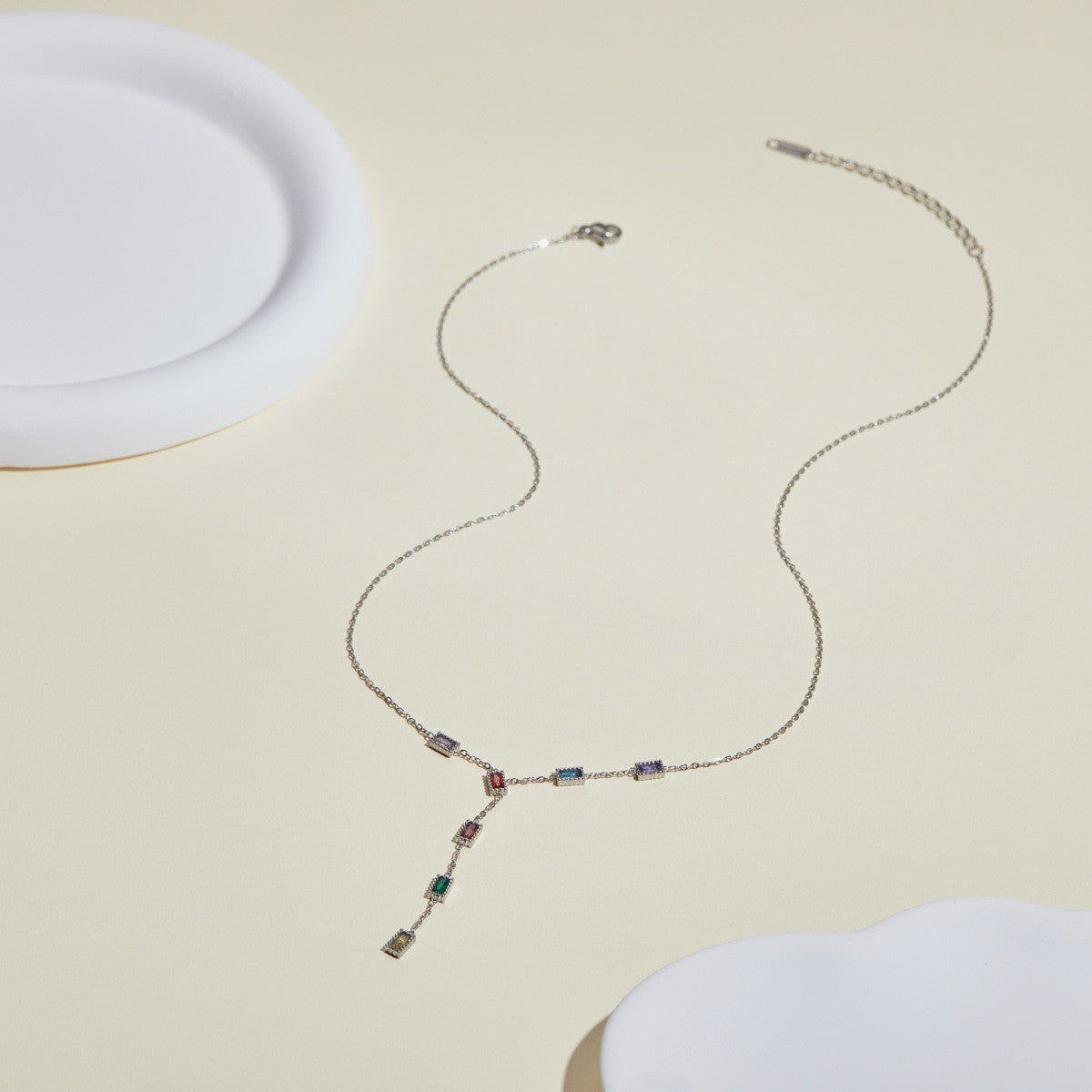 Geometric Necklace For Women In 304 Stainless Steel With Electroplated 18K Real Gold Plated Finish And Rhinestone Inlay