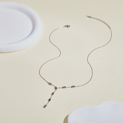 Geometric Necklace For Women In 304 Stainless Steel With Electroplated 18K Real Gold Plated Finish And Rhinestone Inlay