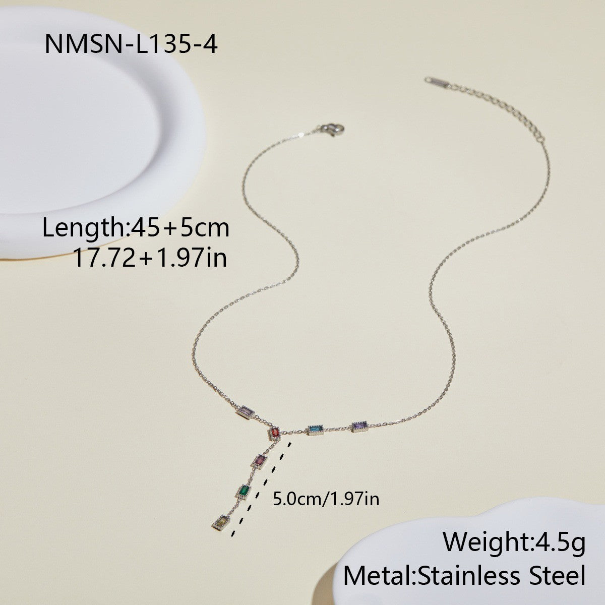 Geometric Necklace For Women In 304 Stainless Steel With Electroplated 18K Real Gold Plated Finish And Rhinestone Inlay
