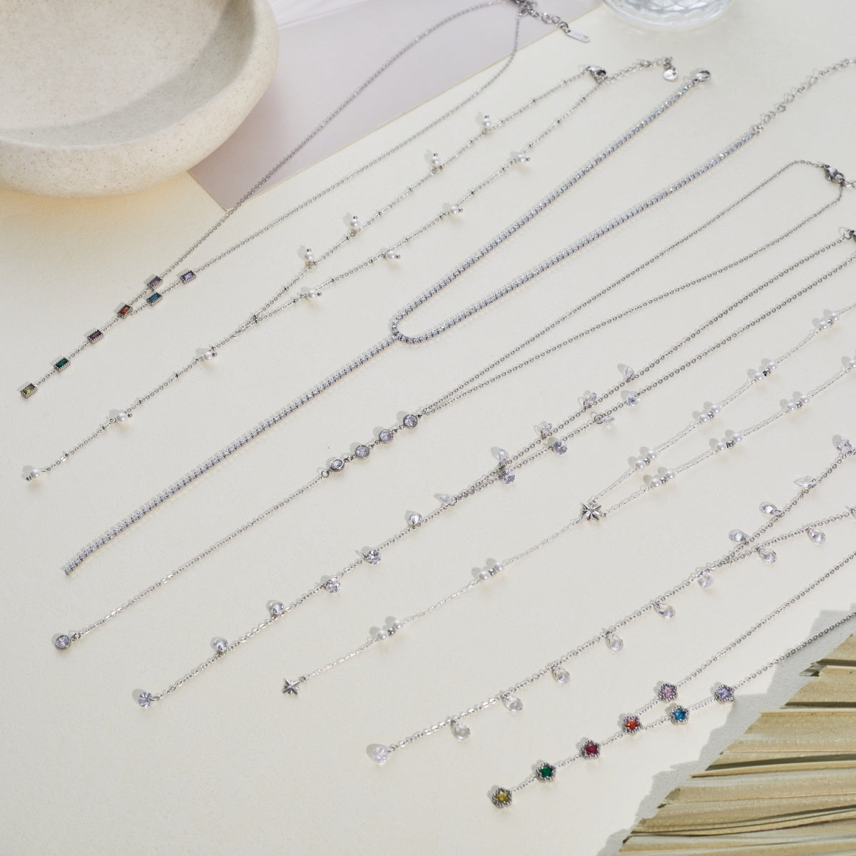 Geometric Necklace For Women In 304 Stainless Steel With Electroplated 18K Real Gold Plated Finish And Rhinestone Inlay