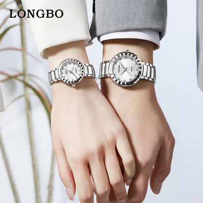 Quartz Watch With Stainless Steel Strap And Single Folding Buckle, Featuring Tempered Glass Mirror, Pointer Display, And Round Dial