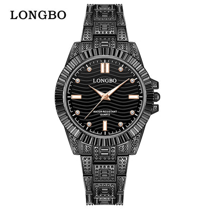 Unisex Quartz Watch With Stainless Steel Strap And Single Folding Buckle, Featuring Tempered Glass Mirror And Pointer Display