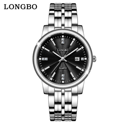 Unisex Quartz Watch With Stainless Steel Strap And Single Folding Buckle, Featuring Tempered Glass Mirror And Pointer Display