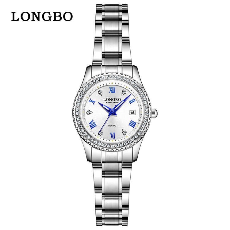 Men's Quartz Watch With Stainless Steel Strap And Single Folding Buckle, Featuring Tempered Glass Mirror And Pointer Display